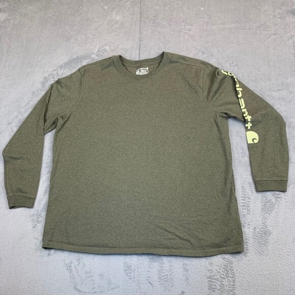 Carhartt Women’s Long Sleeve Logo Shirt 1X Plus 16W-18W Loose Fit Green - Picture 1 of 6